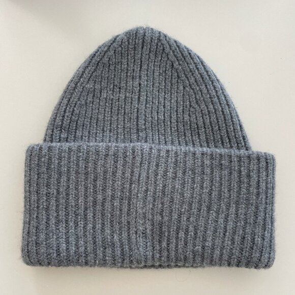 Acne Studios Large Face Logo Beanie in Grey Melange - Picture 2 of 5